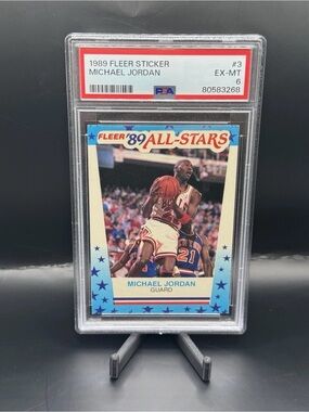 Fleer 1989-90 Michael Jordan Chicago Bulls All-Stars Stickers #3 PSA 6 Centered